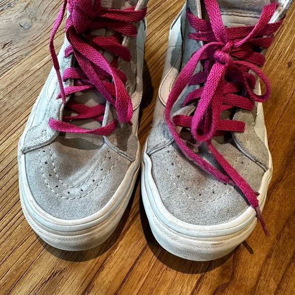 Vans High Top Suede Girls Zip Sneakers Pale Blue Sequin Unicorn - Picture 10 of 11